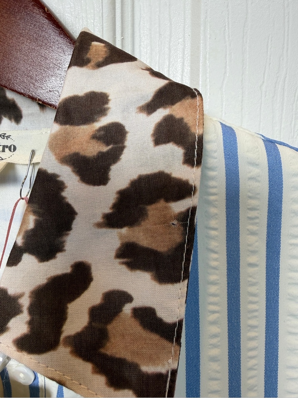 entro Striped Animal Print Drop Waist Button Front Mini Dress NWT - Picture 10 of 11